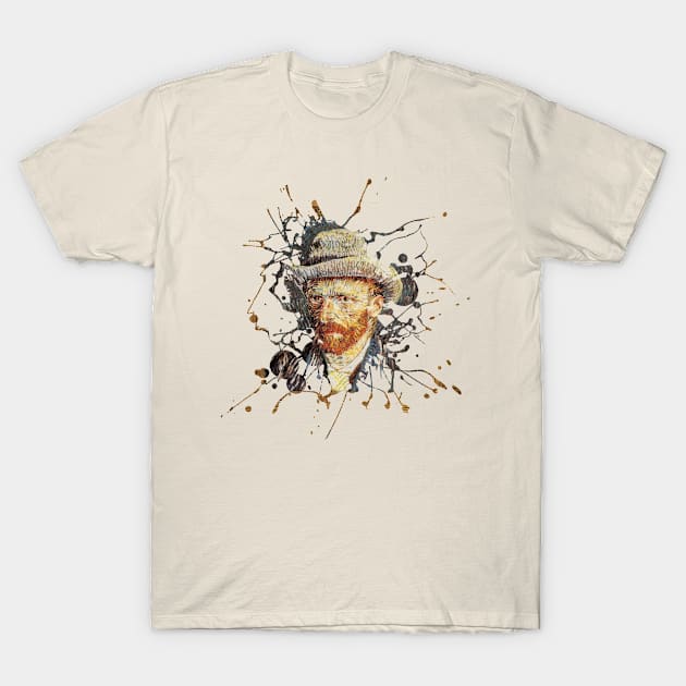 Van Gogh Artist Portrait Paint Splat T-Shirt by y30artist